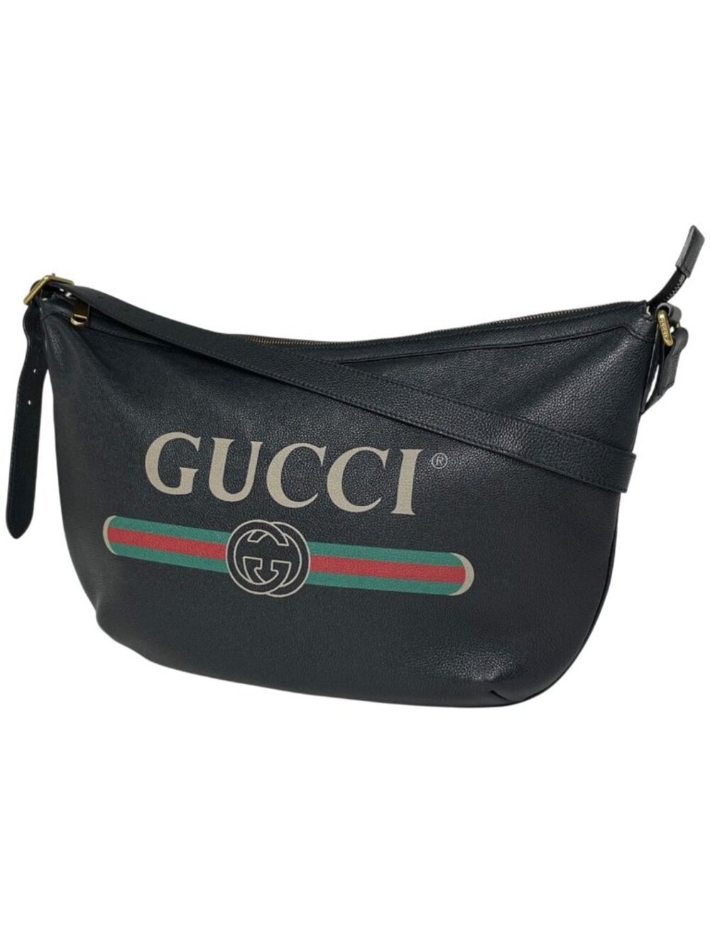 Gucci Half Moon Hobo Shoulder Bag Leather Black